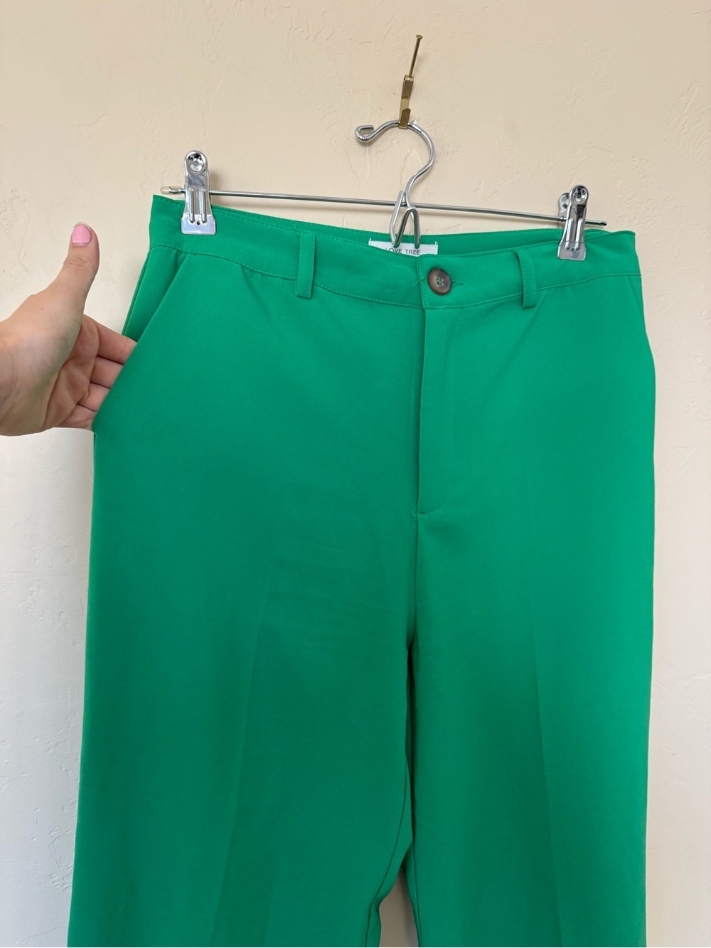 Wide Leg Trouser Pants Green High Rise Office Siren Love Tree Medium - Picture 5 of 9